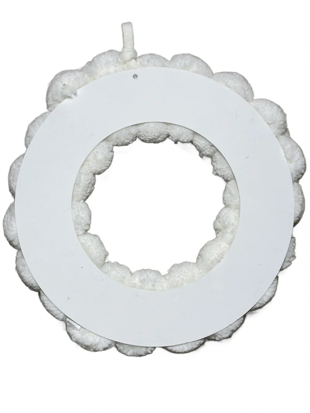 White Pom-Pom Knit Christmas Wreath – 14” x 14”